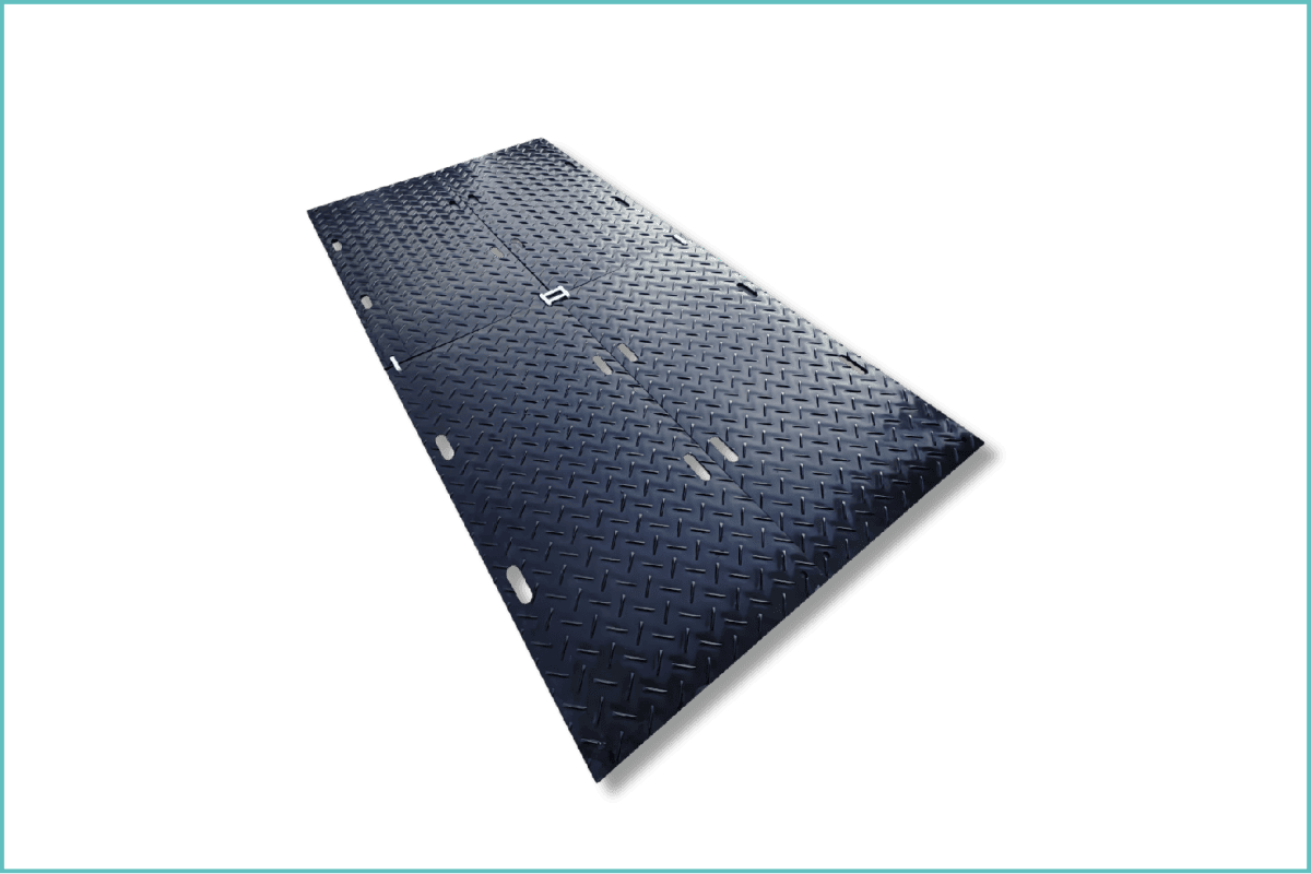 Ground protection mats on construction site